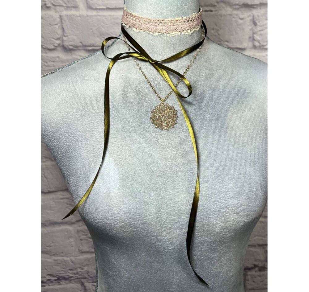 Handmade Shabby Chic Vintage Americana Multimedia Layered Necklace